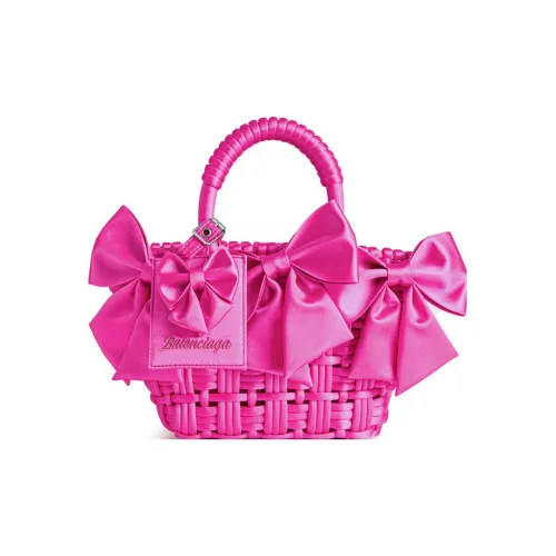 Balenciaga Bistro Бант Корзинка-Сумка Сумка через плечо Сумка Extra Mini Женская Неоново-Розовая