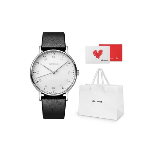 ISSEY MIYAKE Кварцевый механизм кожаный ремешок из коровьей кожи часы 39 мм унисекс белый циферблат модель NYAJ001Y