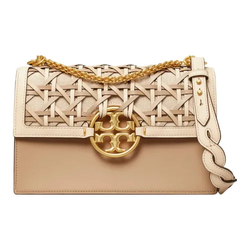 TORY BURCH Miller GRAIN LEATHER с замшей и цветом холста аккордеонная сумка сумка сумка через плечо маленькая женская миндаль