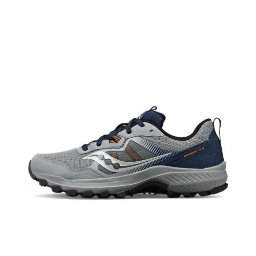Saucony Excursion Slip-Resistant Abrasion-Resistant Low-Top Беговые кроссовки Мужские Серый Белый Синий