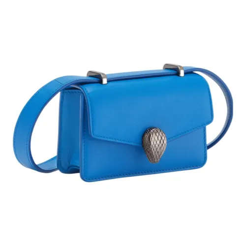 BVLGARI Serpenti Forever Series Телячья кожа Сумка через плечо Мини Женская Синяя