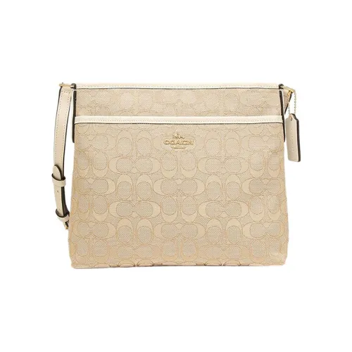 COACH File Холст и кожа Сумка для документов Сумка через плечо Сумка на плечо Средний Женский Светлый хаки