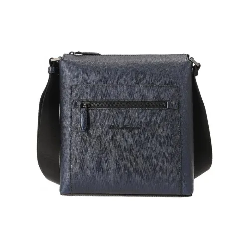 Ferragamo Сумка через плечо из кожи мужская морского синего цвета