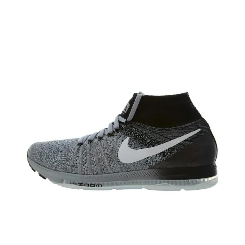 Nike All Out Flyknit Амортизация Износостойкий MID Топ Беговые кроссовки Мужские Серый Черный
