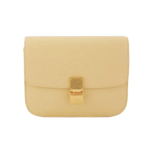 CELINE Классический Bo Телячья кожа Сумка через плечо Сумка на плечо Средняя Женская Светло-желтая