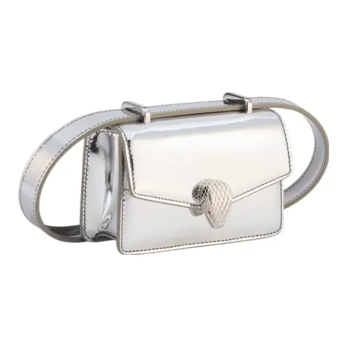 BVLGARI Serpenti Forever Сумка Микроформата Внутренняя Отделка Из Кожи Наппа Серого Цвета Оттенка Туманного Опала