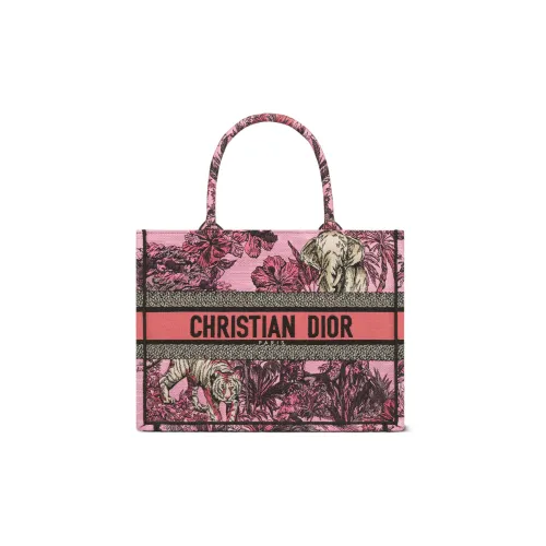 DIOR BookTote Вышивка Сумка-тоут Сумка для покупок Сумка среднего размера Женская Розовая Многоцветная