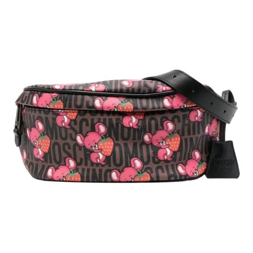 MOSCHINO Полиуретан Искусственная кожа Сумка через плечо Бананка Мужская Коричневая и Розовая