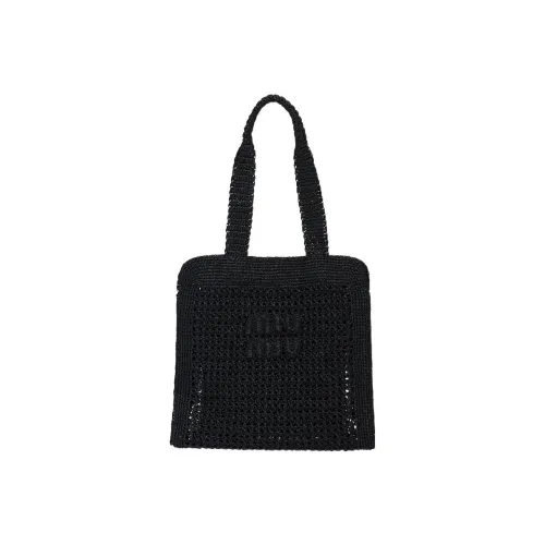 MIU MIU Ткань Тоут Сумка Сумка для покупок Сумка на плечо Сумка Женская Черная