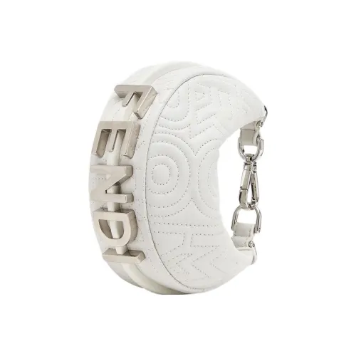 FENDI Fendigraphy Напп Кожа Полумесяц Сумка Сумка на запястье Экстра мини Женская Белая
