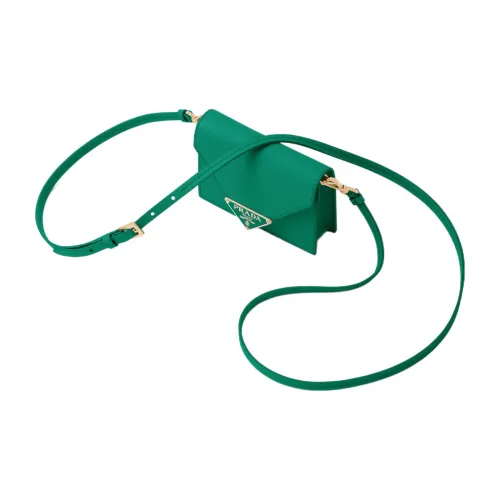 PRADA Saffiano Кожа Одно плечо Через плечо Держатель для карт Женские Зеленый