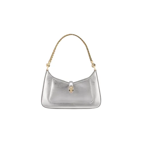 BVLGARI Serpenti Baia Сумка На Плечо Магнитная Застежка В Виде Змеиной Головы Из Латуни С Покрытием Из Светлого Золота