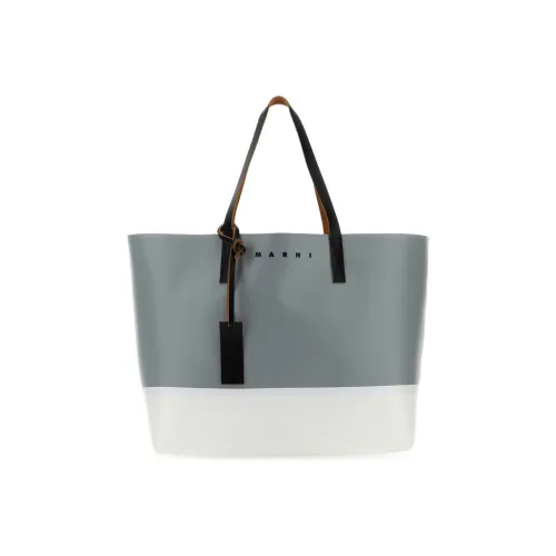 MARNI Tribeca Коровья кожа Тоут Сумка Сумка для покупок Сумка на плечо Сумка Обычная Мужская Серый Белый