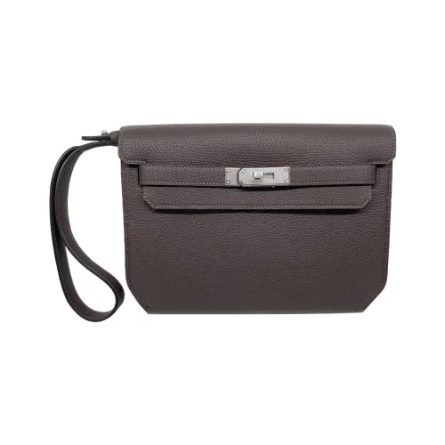 HERMES Kelly Depeches Коровья кожа Togo Клатч Мужской 47 Шоколад