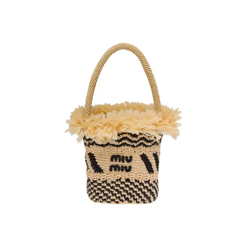 MIU MIU Солома And Wicker Basket Сумка Сумка-ведро Сумка Обычный Женские Бежевый
