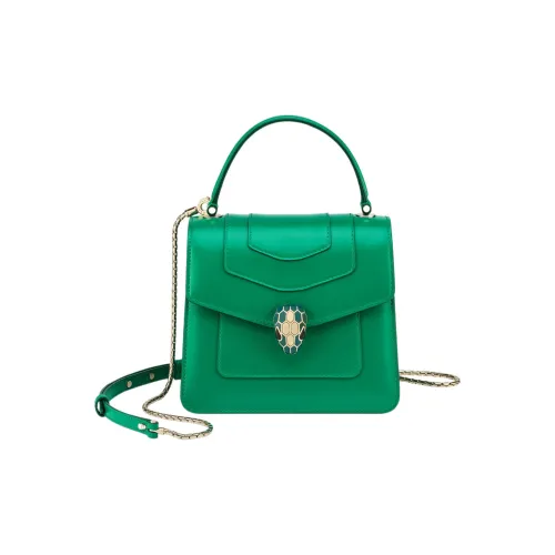 BVLGARI Serpenti Forever Сумка С Верхней Ручкой Магнитная Застежка В Виде Змеиной Головы Из Латуни С Покрытием Из Светлого Золота