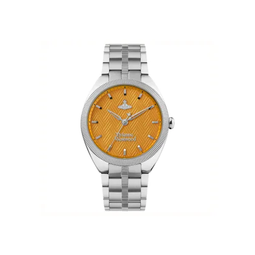 Vivienne Westwood часы на запястье Кварцевый механизм Ремешок из нержавеющей стали Апельсиновый циферблат Женские часы