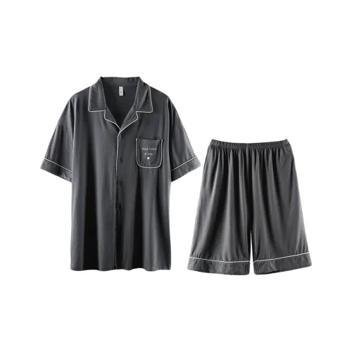 Q'NIANMA Dark Gray Men's Pajama Sets Q'NIANMA Темно-серый Мужской Пижамный Комплект