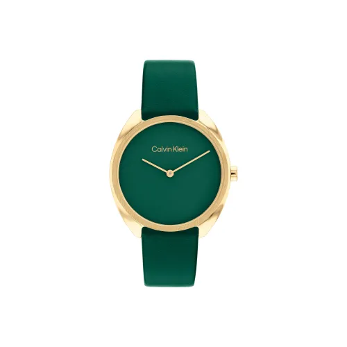 Calvin Klein Наручные часы Кварцевый механизм Кожаный ремешок Зеленый циферблат Женские часы Коробка Доступно для покупки