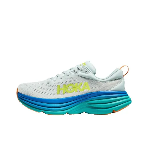 HOKA ONE ONE Bondi 8 Противоскользящий устойчивый к истиранию низкий топ тренировочные беговые кроссовки мужской белый и синий