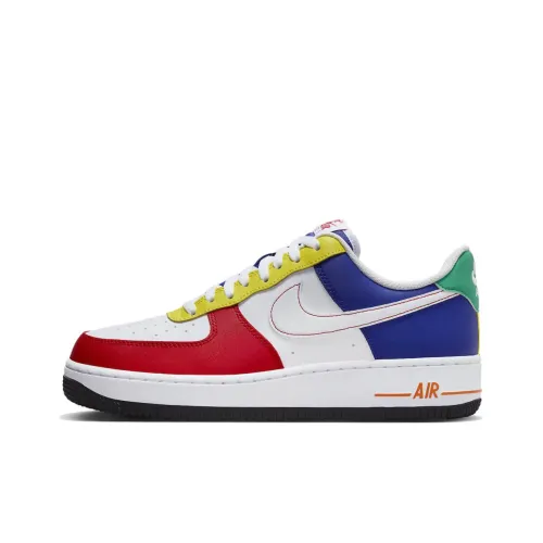 Nike Air FORCE 1 'Rubik's cube' Устойчивые к истиранию Дышащие Низкие Кроссовки для скейтбординга Мужские Белые Красные Синие