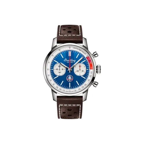 Breitling Автоматический Механический Часы Мужские 41 мм Синий Циферблат Корпус из Нержавеющей Стали Ремешок из Коровьей Кожи