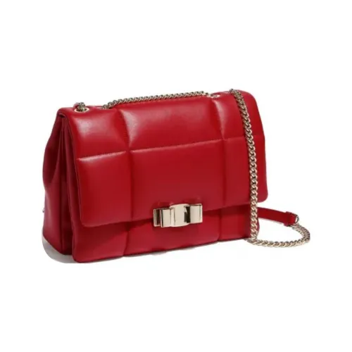 Ferragamo Блестящая лакированная кожа овечья кожа сумка через плечо женская красная