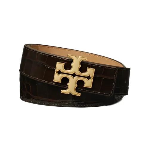 TORY BURCH ELEANOR Тисненый плавный замок кожаные ремни женские темно-коричневый 3,2 см