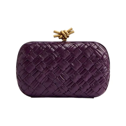 Bottega Veneta Узел Телячья кожа Golden Mouth Сумка Evening Клатч Сумка Женские Фиолетовый