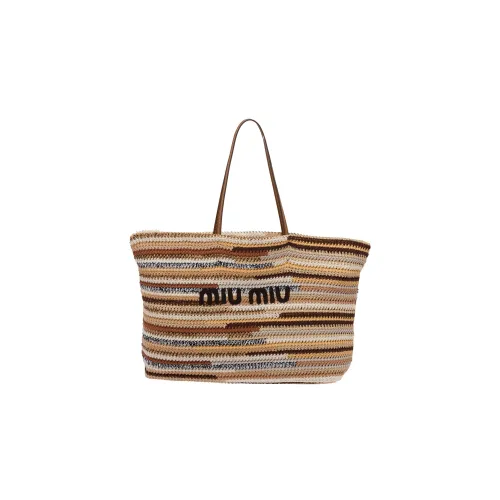 MIU MIU Солома And Прутья ивы Тоут Сумка Сумка для покупок Сумка Обычный Женские Многоцветный