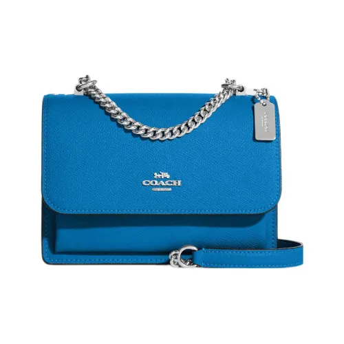 COACH Klare Крестообразная текстура Кожа Конверт Сумка через плечо Маленькая Женская Синяя