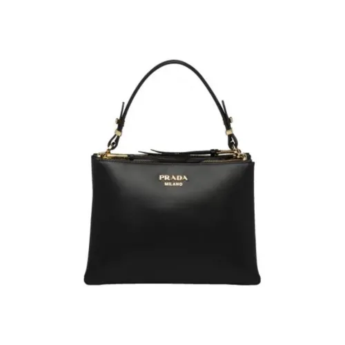 PRADA Кожа Портативный Crossbody Сумка через плечо Маленькая Женская Черная