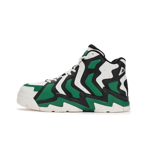 Кроссовки для скейтбординга KAPPA High Top Корейский Белый/Черный/Цвет пихтового дерева Зеленый 012 Унисекс
