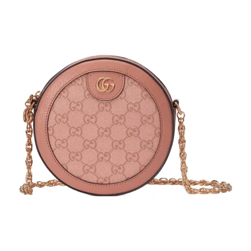 GUCCI Ophidia Холст и Кожа Круглая Сумка Сумка через плечо Мини Женский Розовый
