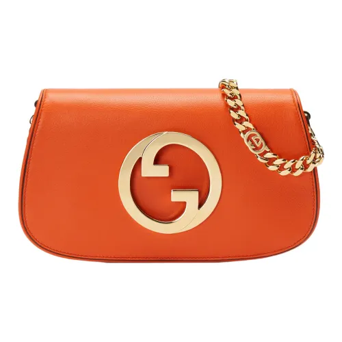 GUCCI Blondie Кожа Цепь Сумка через плечо Сумка на плечо Женская Апельсиновая