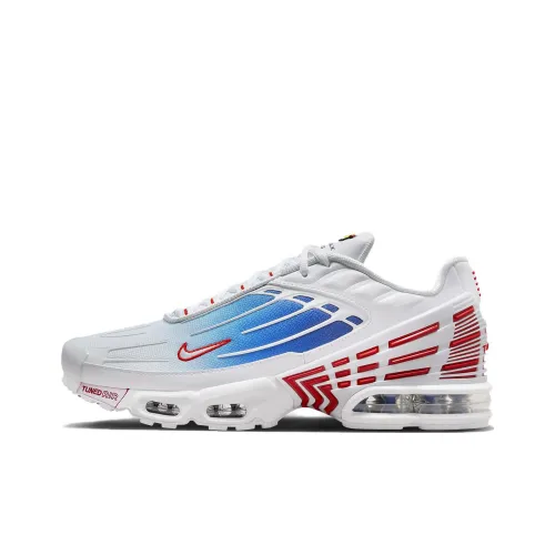 Nike Air Max Plus 3 Амортизация Износостойкий Низкий Топ Беговые кроссовки Унисекс Белый Синий