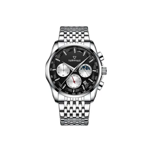 FAIRWHALE Driver Collection Мужские часы Кварцевый механизм Ремешок из нержавеющей стали Часы Мужские Черный циферблат