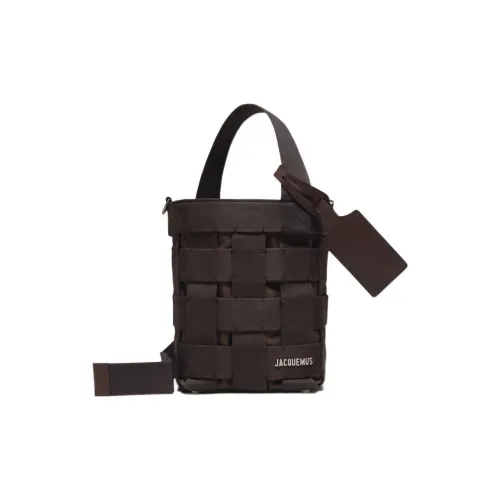 Jacquemus Хлопок Кожаная Вставка Ведрообразная Сумка Сумка через плечо Сумка для женщин Черная