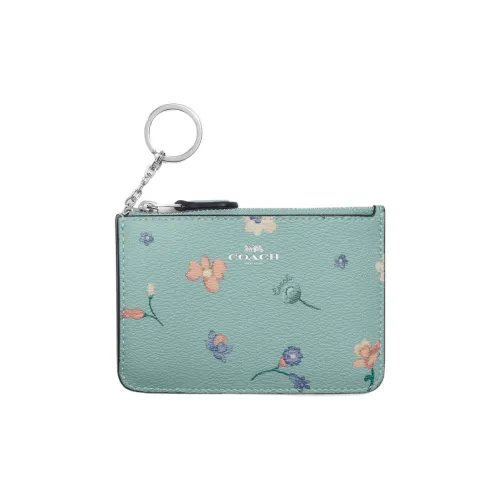 COACH Canvas с кожаными вставками держатель для карт кошелек для монет кошелек женский синий