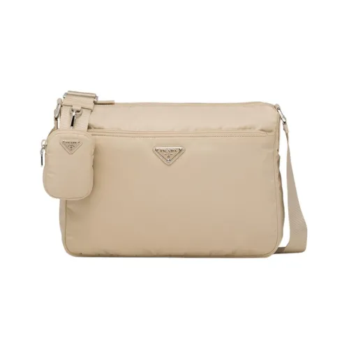 PRADA Переработанный нейлон Сумка через плечо Сумка на плечо Женская Бежевая