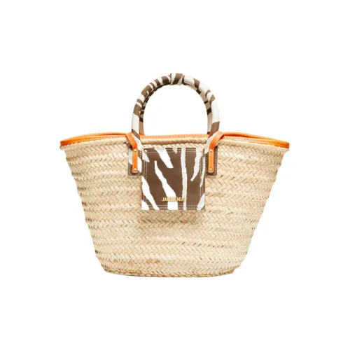 Jacquemus Palm Leaf Телячья Кожа Тоут Сумка Сумка для покупок Сумка Сумка через плечо Большая Женская Бежевая