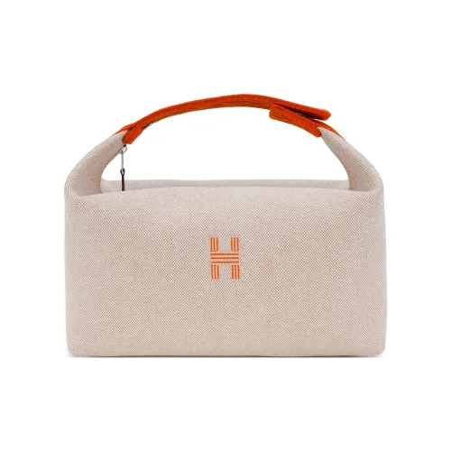 HERMES Невеста a Brac Хлопок Сумка для хранения Сумка для туалетных принадлежностей Большая Унисекс Бежевая