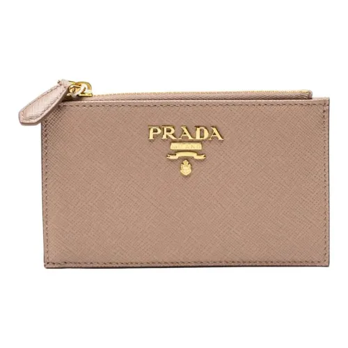 PRADA Ткань с кожаными вставками Кошелек Держатель для карт Стандартный Женский Розовый