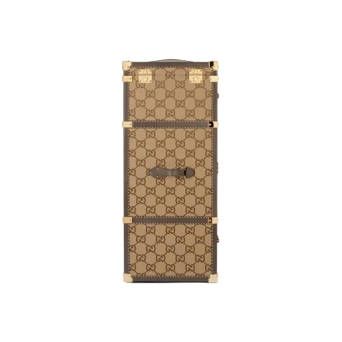 GUCCI Кожа Дuffle Bag Хранение Коробка Женские CAMEL Эбеновый