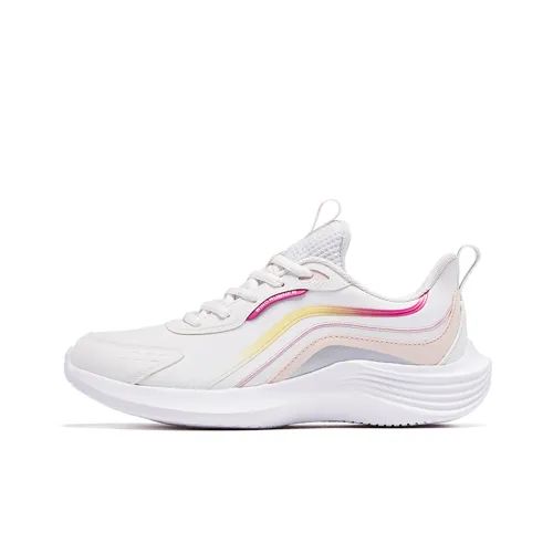 QIAODAN Slip-resistant Легкий Rebound Низкий Топ Высокопрочная Вязаная Ткань Беговые Кроссовки Женские Белый Розовый Синий