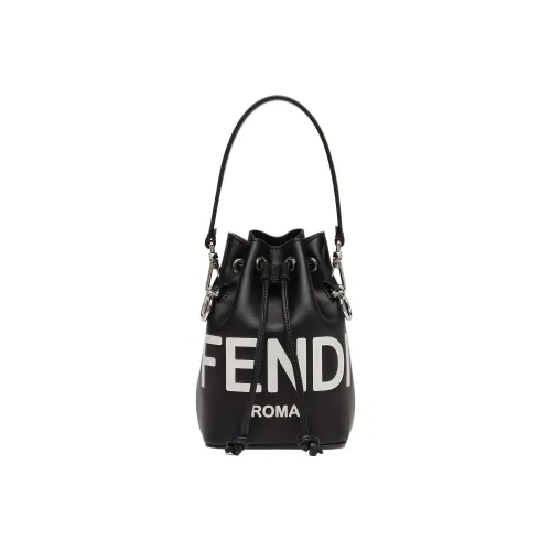 FENDI Кожа Ведрообразная Сумка Сумка через плечо Маленькая Сумка для женщин Черная