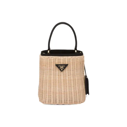 PRADA Panier Солома And Прутья ивы Сумка через плечо Сумка Обычный Женские Бежевый черный