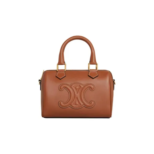 CELINE Cuir Triomphe Гладкая коровья кожа Сумка Маленькая Женская Рыжевато-коричневый