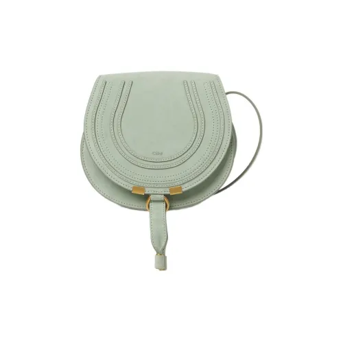 Chloe Marcie Suede Calfskin Saddle Bag Crossbody Bag Small Women's Green Члои Марси Замша Телячья Кожа Седло Сумка Сумка через плечо Маленькая Женская Зеленая