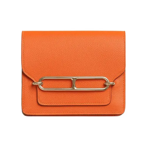 HERMES Roulis Evercolor Телячья кожа Свиной нос Мелочь Кошелек Картхолдер Бананка Кошелек Женские 9J Feu Пламенно-оранжевый